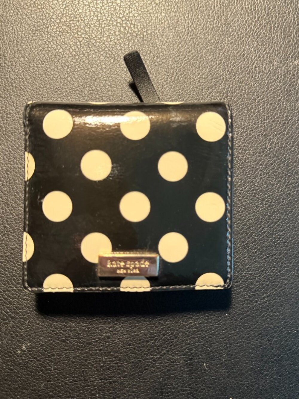 kate spade Patent Leather Blue and White Polka Dot Wallet